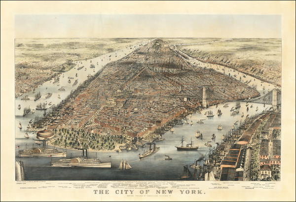 45-New York City Map By Nathaniel Currier  &  James Merritt Ives