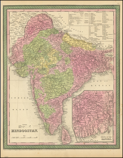 10-India Map By Thomas, Cowperthwait & Co.