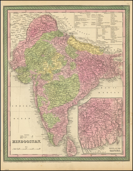 92-India Map By Thomas, Cowperthwait & Co.