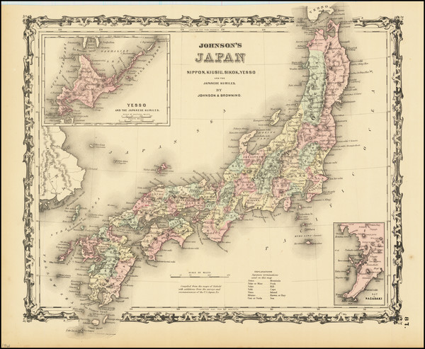 13-Japan Map By Alvin Jewett Johnson  &  Ross C. Browning