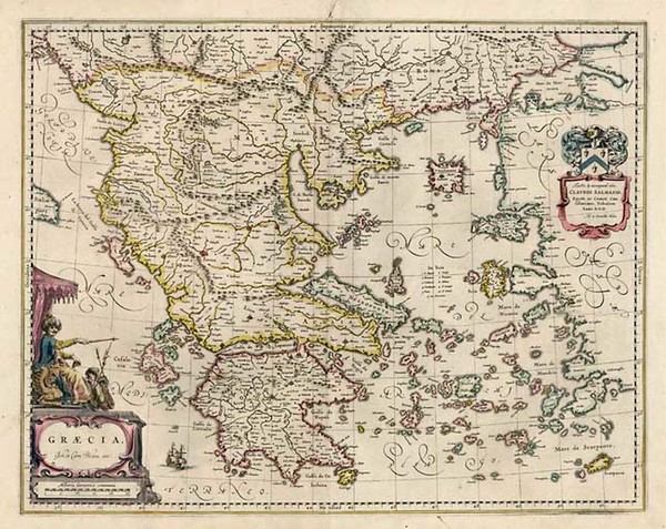 15-Europe, Balkans, Balearic Islands and Greece Map By Johannes et Cornelis Blaeu