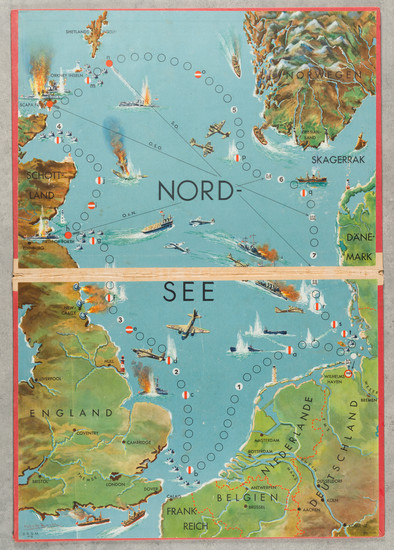 98-British Isles, England, World War II, Curiosities and Naval & Marine Map By Adolf Bock