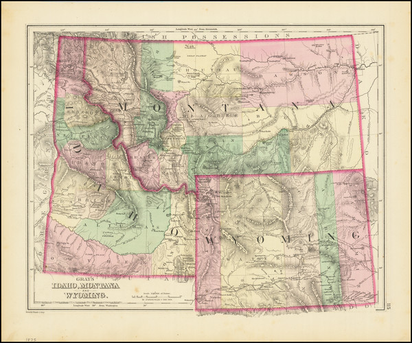 45-Idaho, Montana and Wyoming Map By O.W. Gray