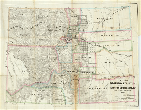 23-Colorado, Rocky Mountains, Colorado and Rare Books Map By Major & Knapp / Ovando J. Hollist