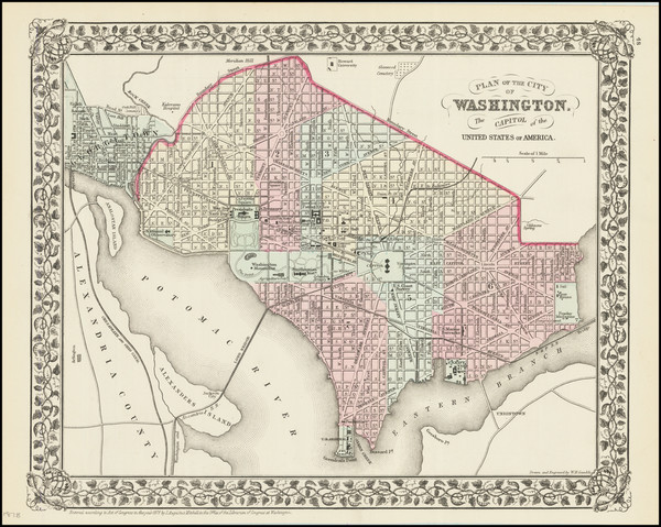 50-Washington, D.C. Map By Samuel Augustus Mitchell Jr.