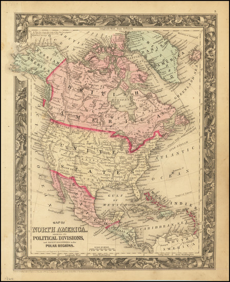 82-North America Map By Samuel Augustus Mitchell Jr.