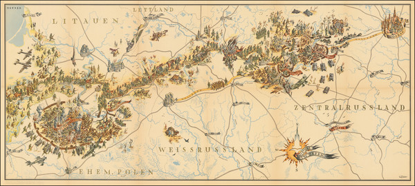 70-Russia, World War II and Germany Map By L. Allu (?) / Wehrmacht-Propaganda