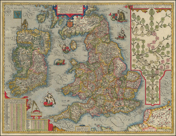 66-British Isles and England Map By Abraham Ortelius / Johannes Baptista Vrients