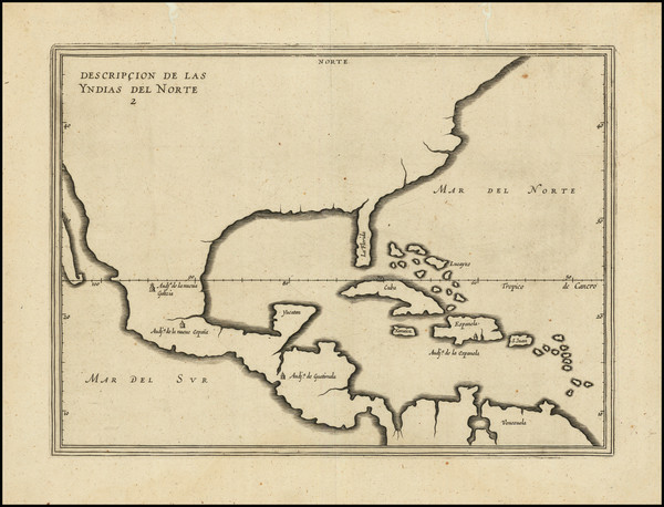 56-United States, Florida, South, Southeast and Mexico Map By Antonio de Herrera y Tordesillas