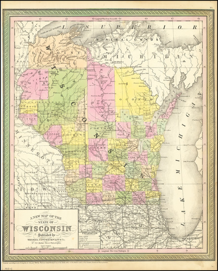 69-Wisconsin Map By Thomas, Cowperthwait & Co.