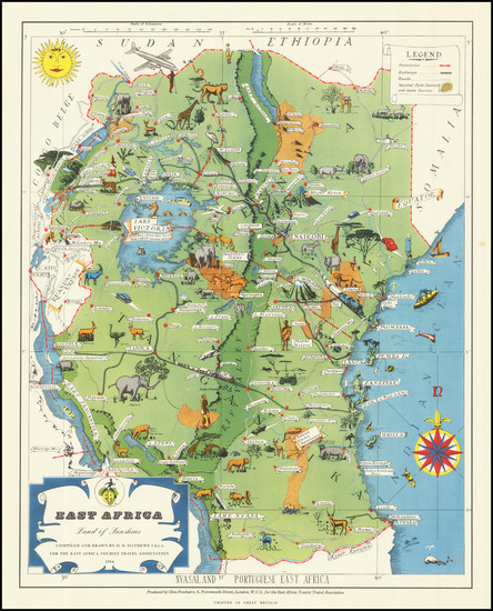 42-East Africa and Pictorial Maps Map By D.O. Mathews / East Africa Tourist Travel Association