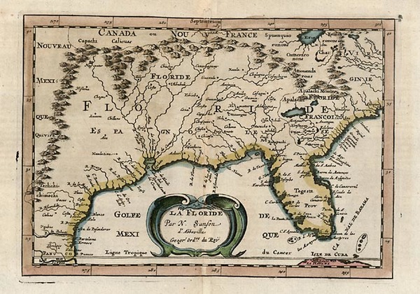 52-South, Southeast, Midwest and Southwest Map By Nicolas Sanson