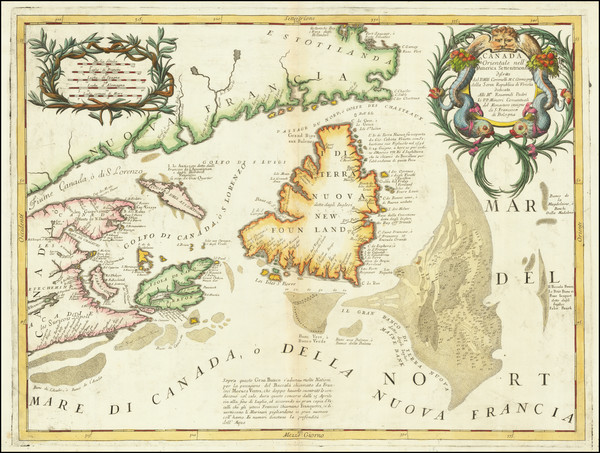 38-Eastern Canada Map By Vincenzo Maria Coronelli