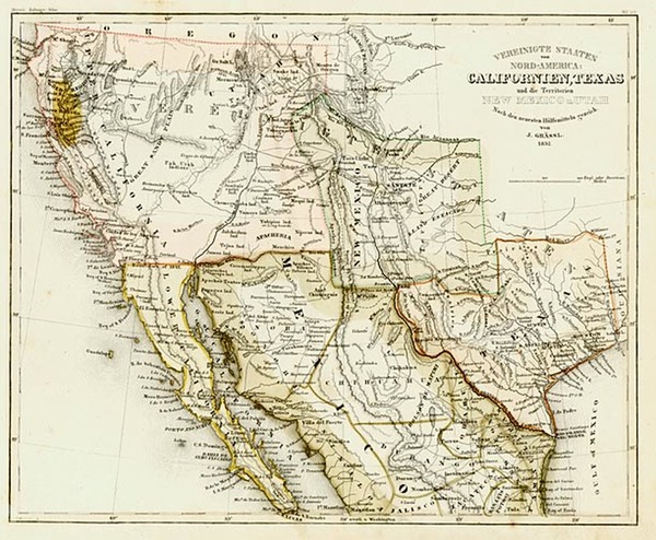 5-Texas, Southwest, Mexico and California Map By Joseph Meyer