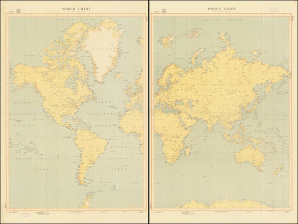 85-World Map By Department of the Navy, Hydrographical Office