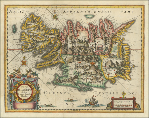 10-Iceland Map By Jodocus Hondius