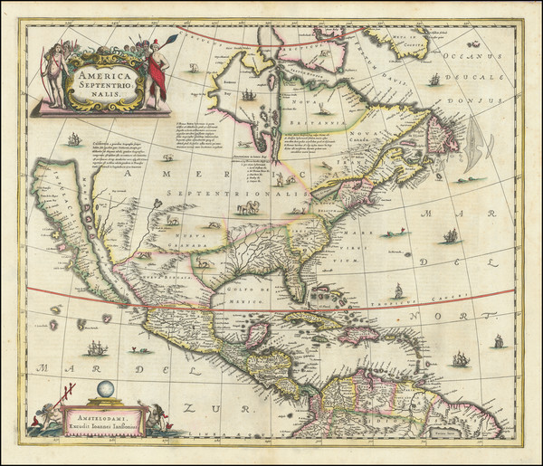 44-North America and California as an Island Map By Henricus Hondius / Jan Jansson