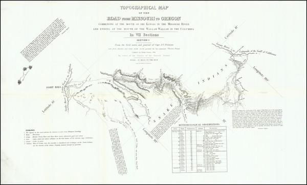 8-Idaho and Wyoming Map By John Charles Fremont / Charles Preuss