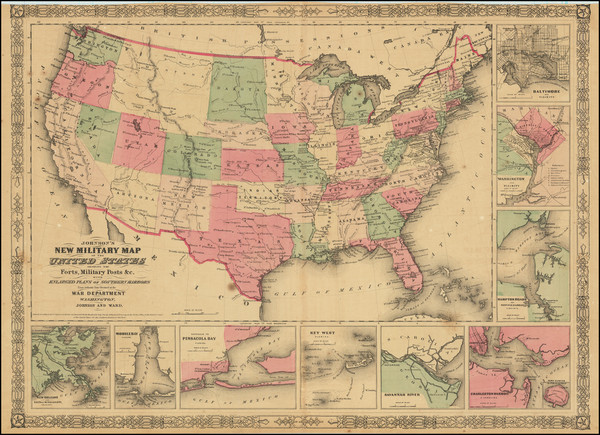 62-United States, Idaho and Montana Map By Alvin Jewett Johnson  &  Benjamin P Ward
