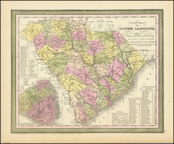 28-South Carolina Map By Thomas, Cowperthwait & Co.