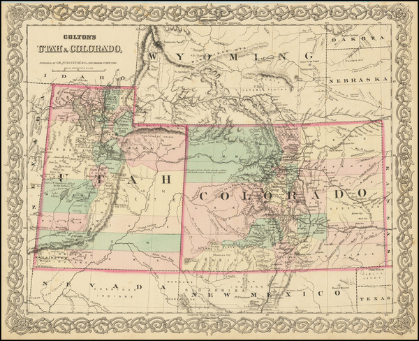 37-Colorado, Utah, Colorado and Utah Map By G.W.  & C.B. Colton