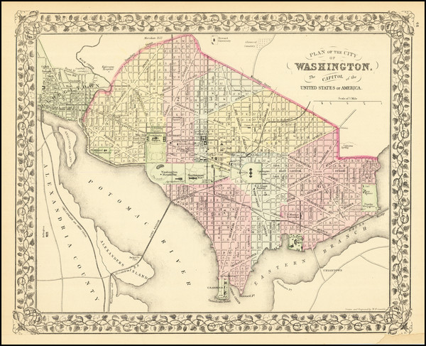 3-Washington, D.C. Map By Samuel Augustus Mitchell Jr.