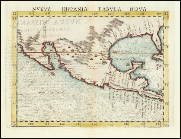 15-South, Southeast, Texas, Southwest and Mexico Map By Girolamo Ruscelli