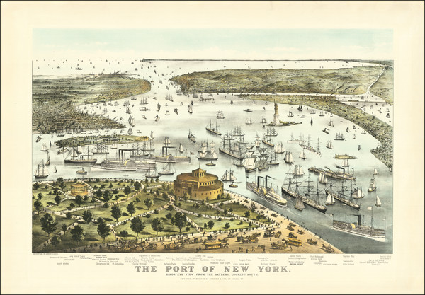 3-New York City and Naval & Marine Map By Nathaniel Currier  &  James Merritt Ives