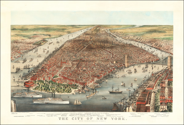 89-New York City Map By Nathaniel Currier  &  James Merritt Ives