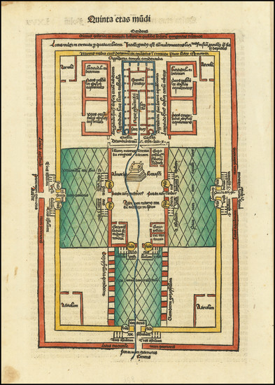 14-Holy Land and Jerusalem Map By Hartmann Schedel