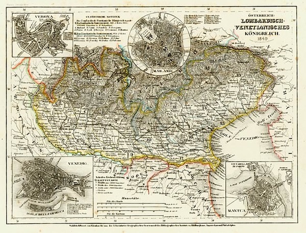 10-Europe, Austria and Italy Map By Joseph Meyer