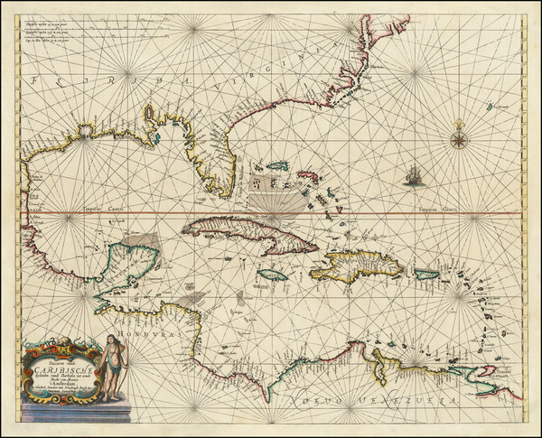 11-Florida, Southeast and Caribbean Map By Hendrick Doncker