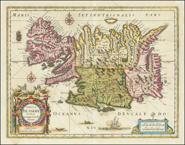 53-Iceland Map By Willem Janszoon Blaeu