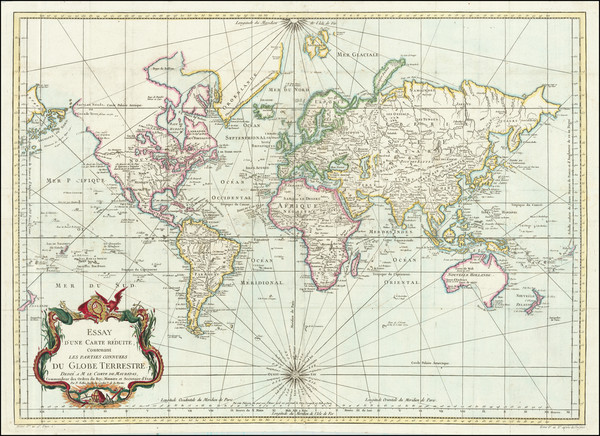 39-World Map By Jacques Nicolas Bellin