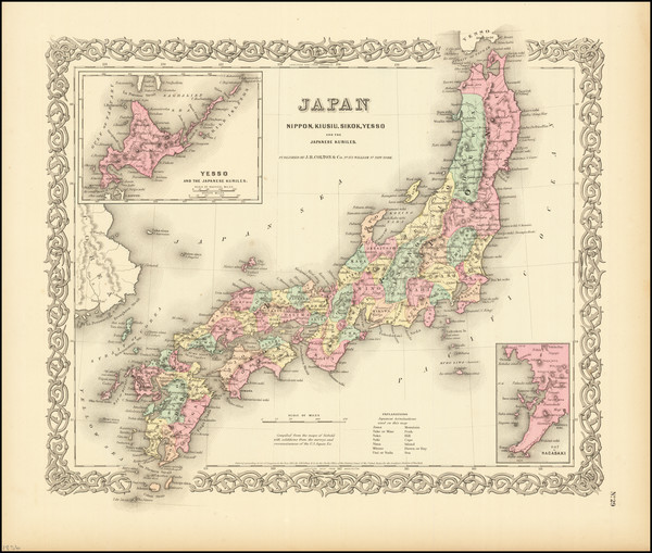 73-Japan Map By Joseph Hutchins Colton