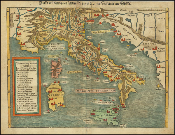 97-Italy Map By Sebastian Munster