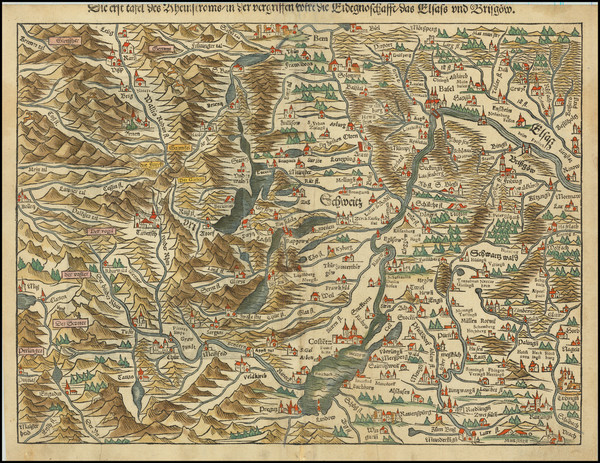 32-Switzerland and Süddeutschland Map By Sebastian Munster