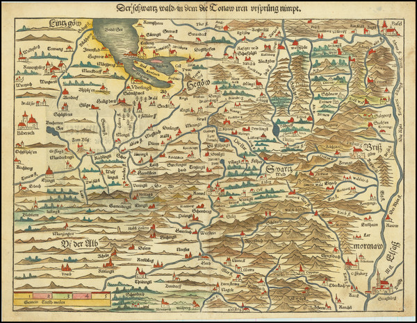 64-Süddeutschland Map By Sebastian Munster