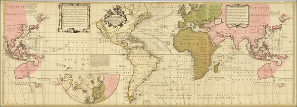 68-World, Atlantic Ocean, Pacific and Australia Map By Reiner & Joshua Ottens / Edmond Halley