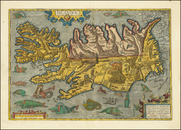 87-Iceland Map By Abraham Ortelius