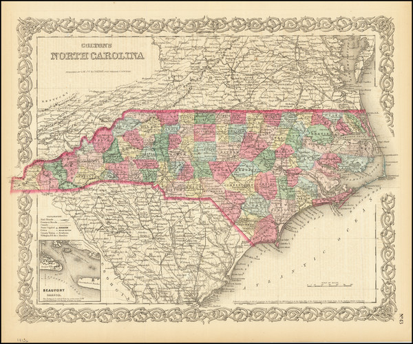 86-North Carolina Map By G.W.  & C.B. Colton