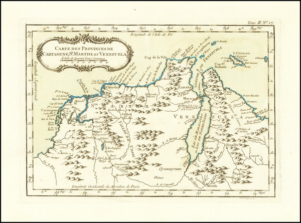 67-Colombia and Venezuela Map By Jacques Nicolas Bellin