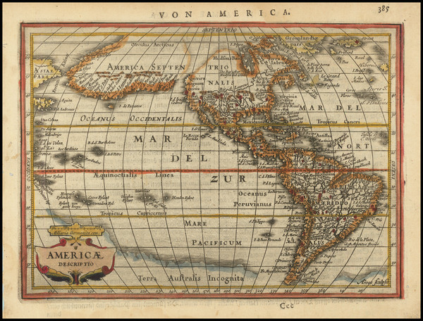 95-Western Hemisphere, South America and America Map By Jan Jansson  &  Abraham Goos