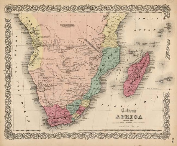 72-South Africa Map By Joseph Hutchins Colton