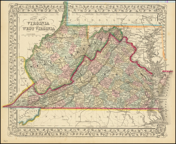 40-West Virginia and Virginia Map By Samuel Augustus Mitchell Jr.