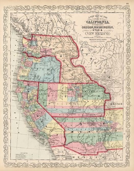 56-Southwest, Rocky Mountains and California Map By Charles Desilver