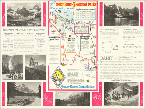 5-Pictorial Maps and Western Canada Map By Brewster Transport Co.