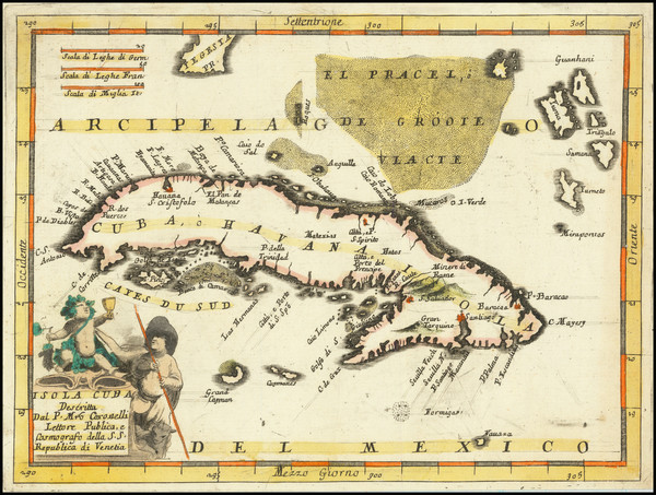 66-Caribbean Map By Vincenzo Maria Coronelli