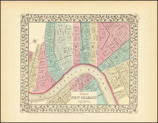 78-New Orleans Map By Samuel Augustus Mitchell Jr.