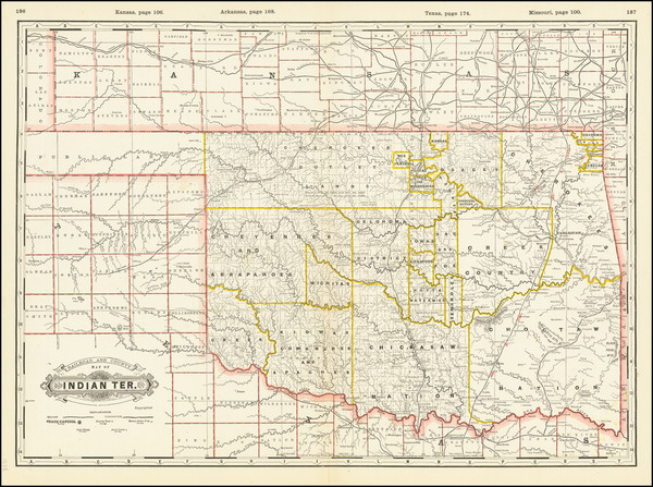 4-Oklahoma & Indian Territory Map By George F. Cram